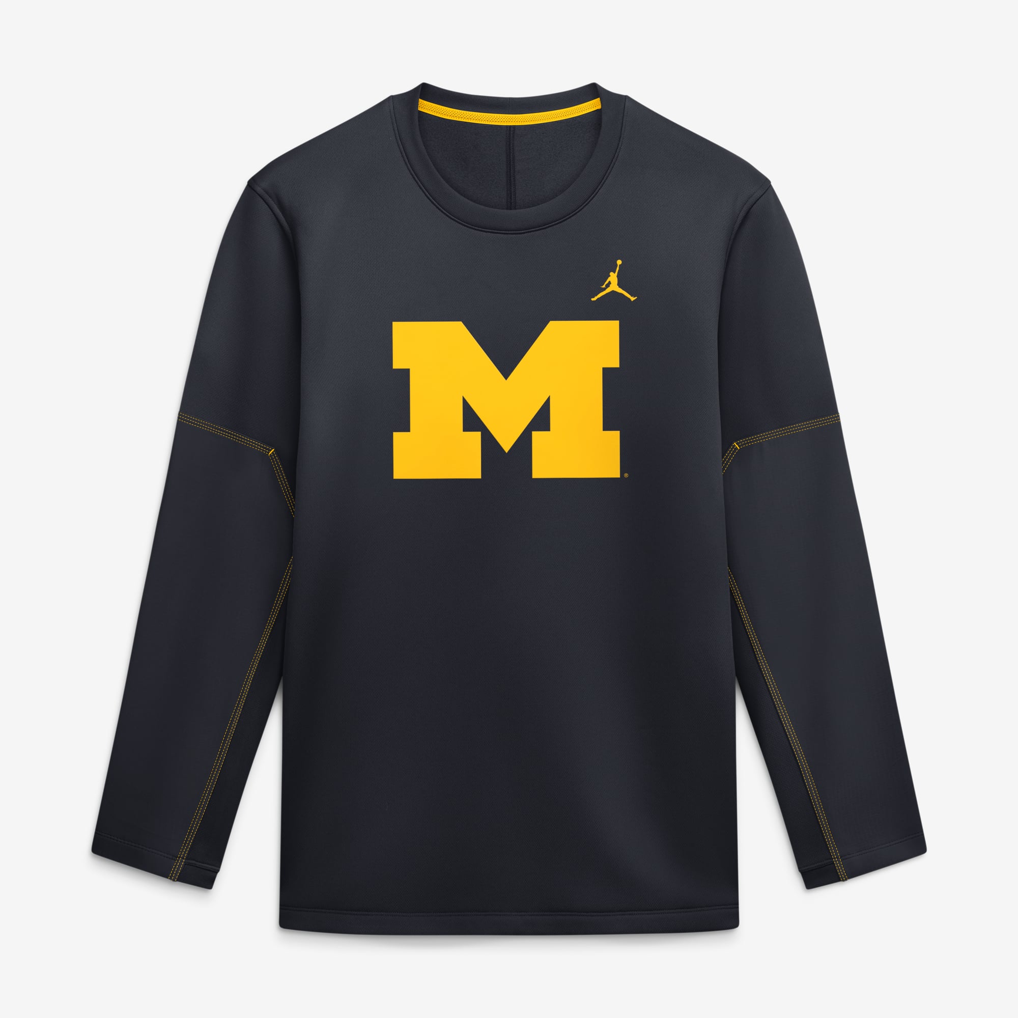 Men's Jordan Brand Navy Michigan Wolverines 2026 Sideline Coaches Therma-FIT Long Sleeve Top